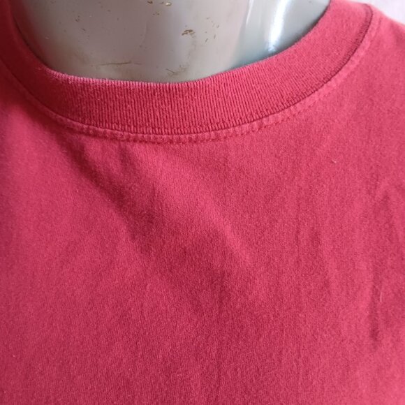 Vintage T-Shirt Large 1990s Mens Tee Large St johns Bay  RED ALL COTTON BLANK - Picture 3 of 4